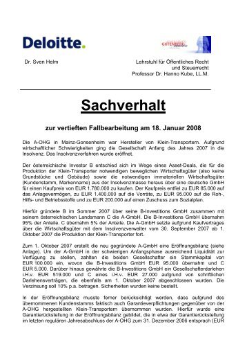 Sachverhalt