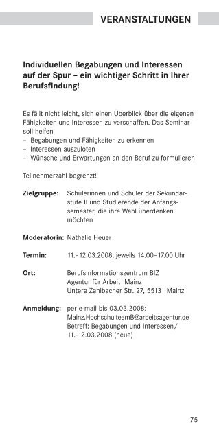 Wintersemester 2007/2008 - Johannes Gutenberg-UniversitÃ¤t Mainz