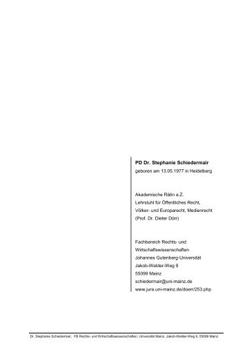 Curriculum Vitae - Fachbereich Rechtswissenschaft der Johannes ...