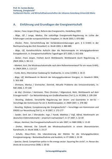 Vorlesungsbibliografie - Fachbereich Rechtswissenschaft der ...