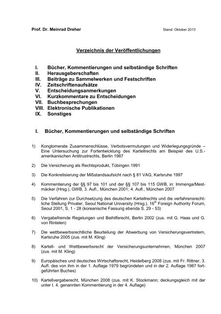 Schriftenverzeichnis