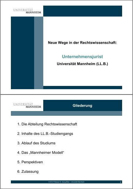 Unternehmensjurist-Vortrag - Jura - UniversitÃ¤t Mannheim