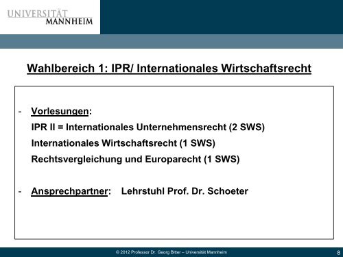 PrÃ¤sentation zum Schwerpunktbereichsstudium - Jura - UniversitÃ¤t ...