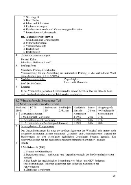 Modulhandbuch - Jura - Universität Mannheim