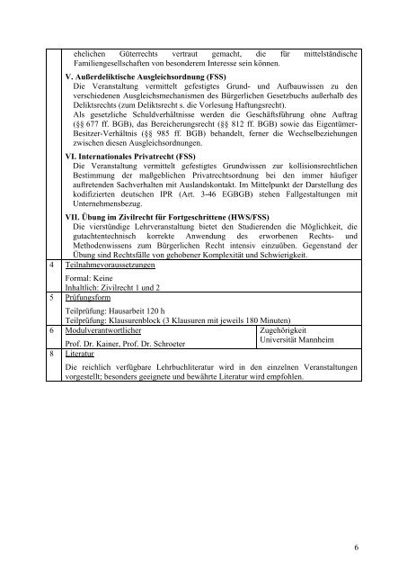 Modulhandbuch - Jura - Universität Mannheim