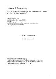 Modulhandbuch - Jura - UniversitÃ¤t Mannheim