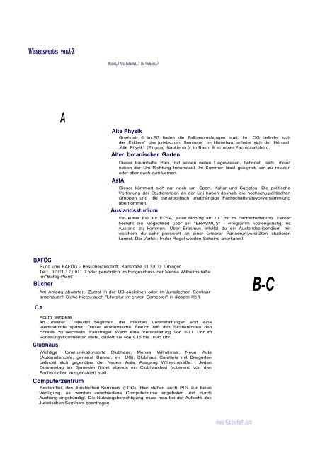 Blaue Buch - Juristische FakultÃ¤t - UniversitÃ¤t TÃ¼bingen