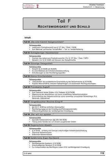 Fallsammlung Teil F - Rechtswidrigkeit und Schuld