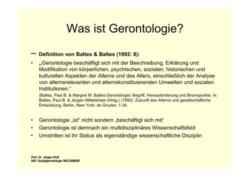 Was ist Gerontologie? - Jurgenwolf.de