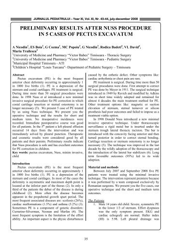 preliminary results after nuss procedure in 5 cases of pectus