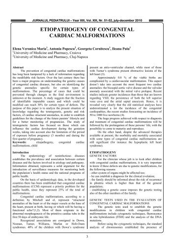 ETIOPATHOGENY OF CONGENITAL CARDIAC MALFORMATIONS