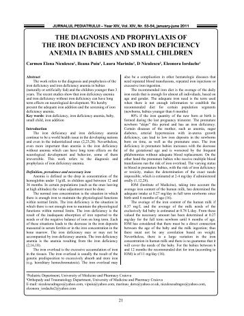 THE DIAGNOSIS AND PROPHYLAXIS OF THE IRON DEFICIENCY ...