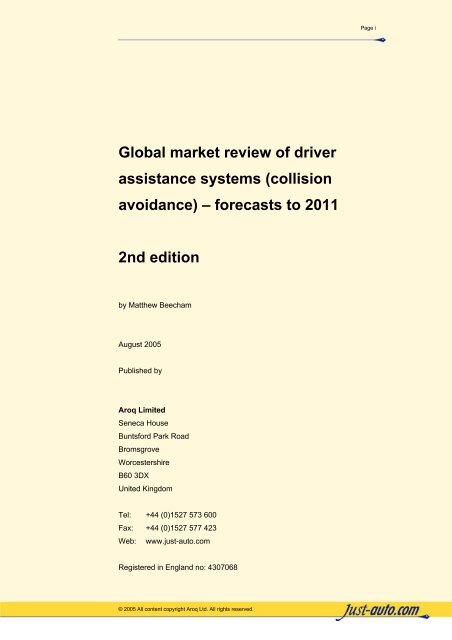 Global market review of driver assistance systems ... - Just-Auto.com