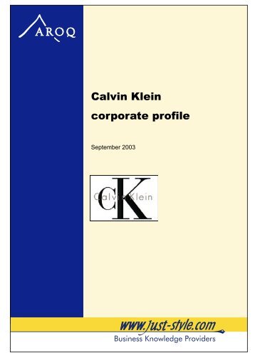 Calvin Klein corporate profile - Just-Style.com