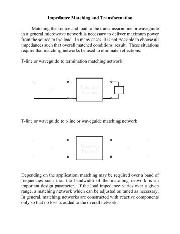 Impedance Matching and Transformation Matching the source and ...