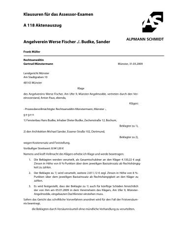 Klausuren fÃ¼r das Assessor-Examen A 118 ... - Justament