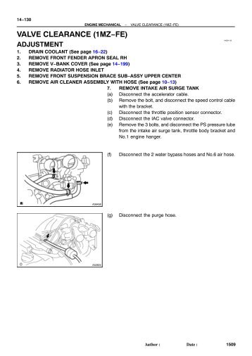 valve clearance (1mzâfe) adjustment - JustAnswer