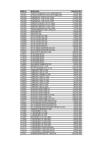 RA Prisliste Denmark 2011 - Danfoss