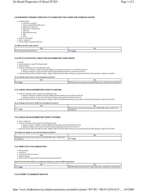 Page 1 of 2 On Board Diagnostics II Diesel PCED 4/9/2009 http ...