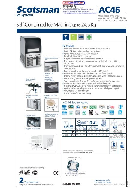 Self Contained Ice Machine up to 24,5 Kg - Just Bars