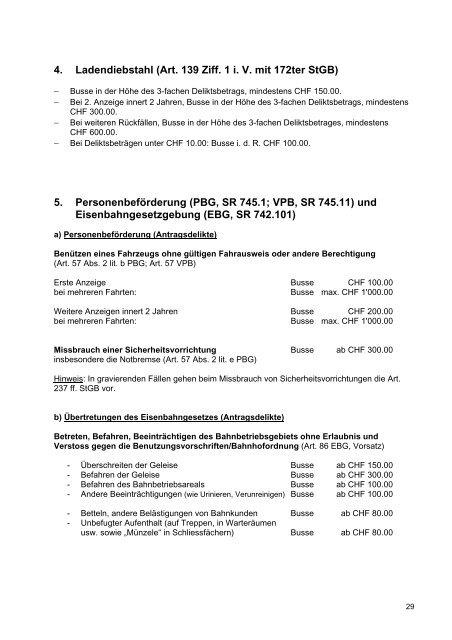 Richtlinien für die Strafzumessung Recommandations quant à la ...