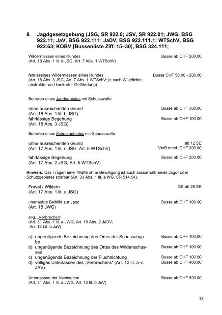 Richtlinien für die Strafzumessung Recommandations quant à la ...