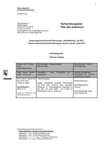 Verhandlungen Juli 2013 Strafabteilung Regionalgericht Emmental ...