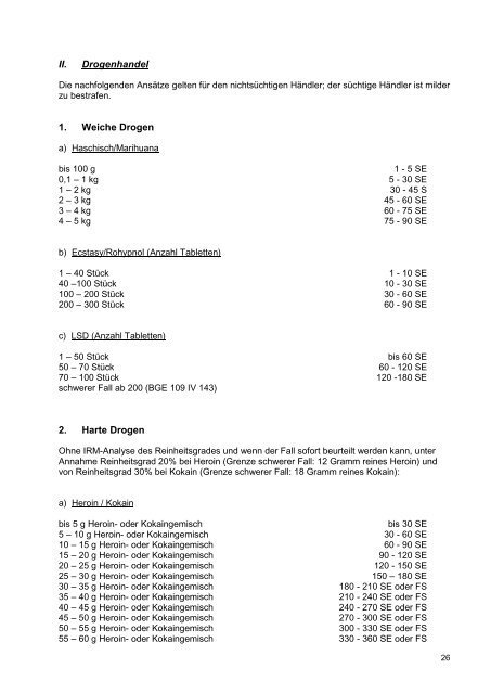 Richtlinien für die Strafzumessung 2014 (VBRS vom 22.11.2013)