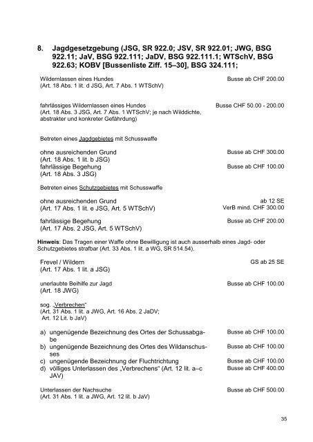 Richtlinien für die Strafzumessung 2014 (VBRS vom 22.11.2013)