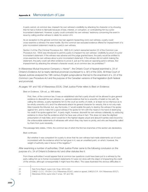 Appendix K Memorandum of Law - s. 9(2) of the Canada Evidence Act