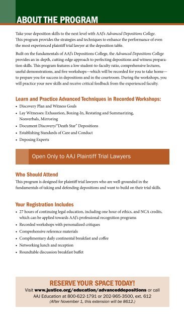 advanced dePOSITIOnS cOllege - American Association for Justice