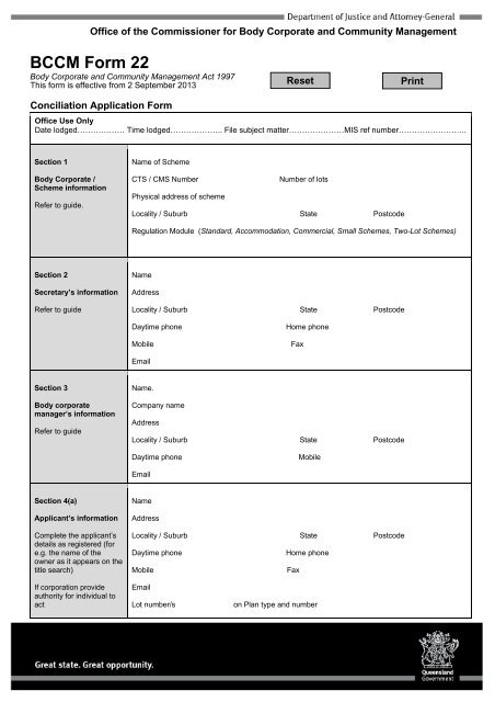 BCCM Form 22 - Department of Justice and Attorney-General