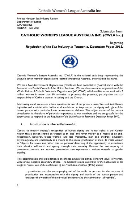 Catholic Womens League - Tasmanian Department of Justice