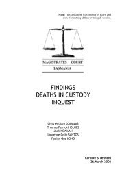 Findings - Deaths in Custody Inquest - Tasmanian Department of ...