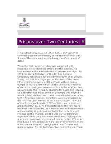 Prisons over Two Centuries - justice studies