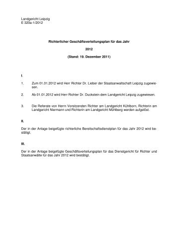 Landgericht Leipzig E 320a-1/2012 Richterlicher ... - Justiz in Sachsen