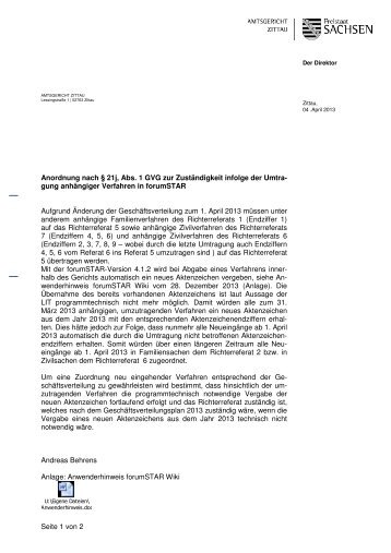 Anordnung nach Â§ 21j Abs. 1 GVG zur ... - Justiz in Sachsen
