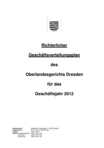 Richterlicher GeschÃ¤ftsverteilungsplan des ... - Justiz in Sachsen