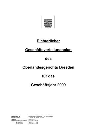 Richterlicher GeschÃ¤ftsverteilungsplan des ... - Justiz in Sachsen