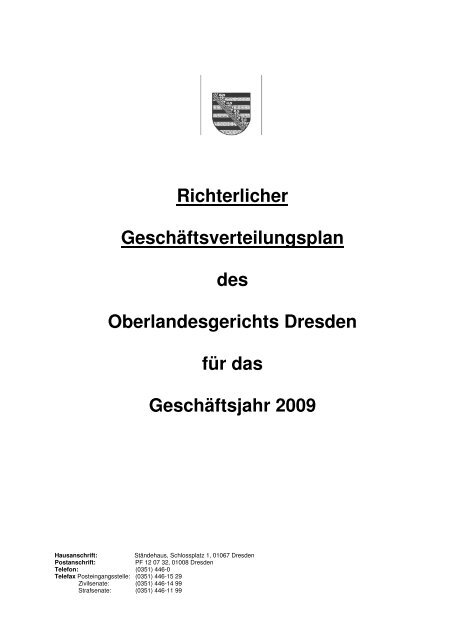 Richterlicher GeschÃ¤ftsverteilungsplan des ... - Justiz in Sachsen