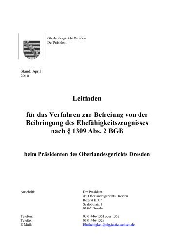 Leitfaden FÃ¼r Das Verfahren Zur Befreiung Von ... - Justiz in Sachsen