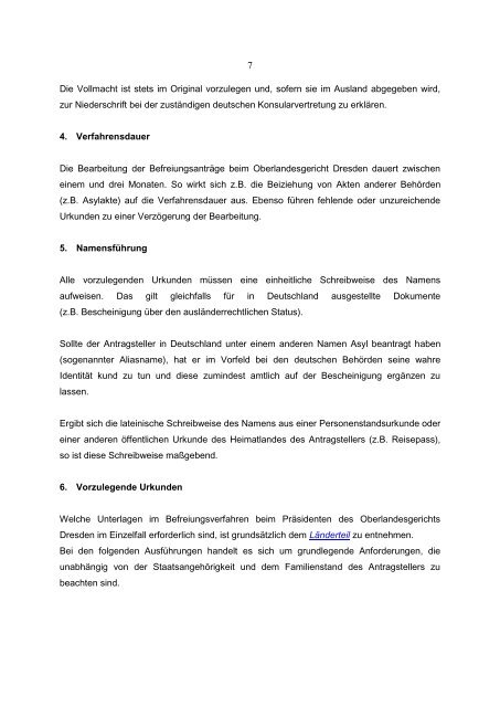 Leitfaden für das Verfahren zur Befreiung von ... - Justiz in Sachsen