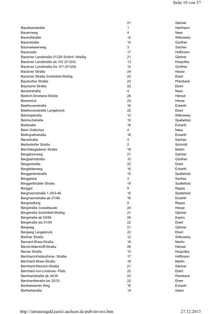 Straßenverzeichnis [Download,*.pdf, 176,27 KB] - Justiz in Sachsen