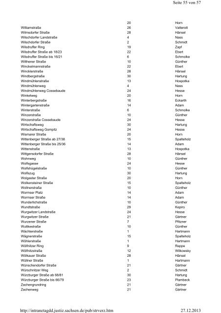 Straßenverzeichnis [Download,*.pdf, 176,27 KB] - Justiz in Sachsen