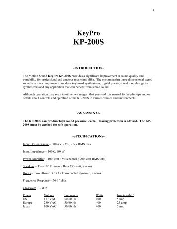 KeyPro KP-200S - Motion Sound