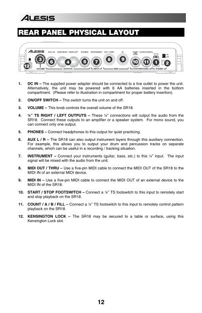 Alesis SR18 Reference Manual - RevD - Just Music