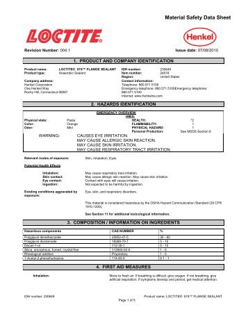 Material Safety Data Sheet - Derrick Equipment Company
