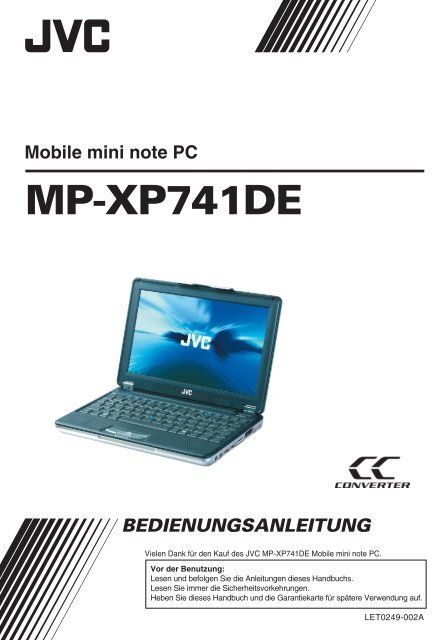 MP-XP741DE Mobile mini note PC BEDIENUNGSANLEITUNG - JVC