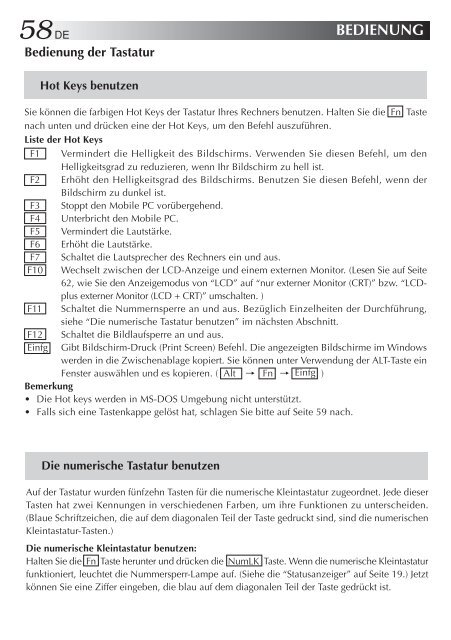 MP-XP741DE Mobile mini note PC BEDIENUNGSANLEITUNG - JVC