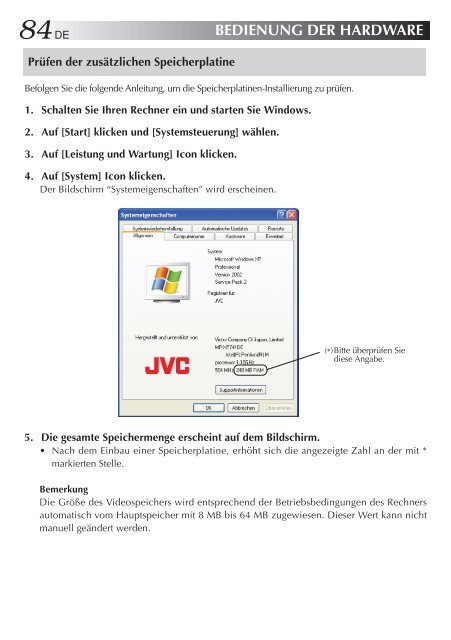 MP-XP741DE Mobile mini note PC BEDIENUNGSANLEITUNG - JVC